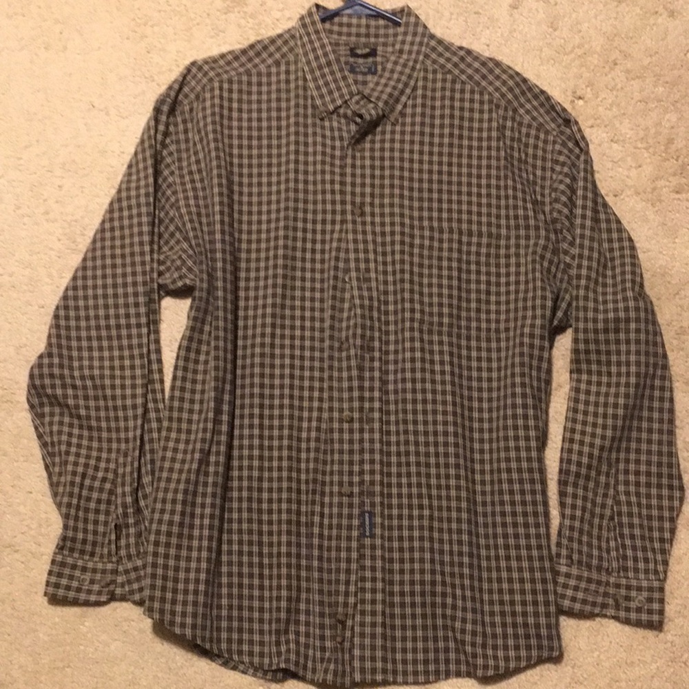 Dockers. Button Shirt. Brown plaid.